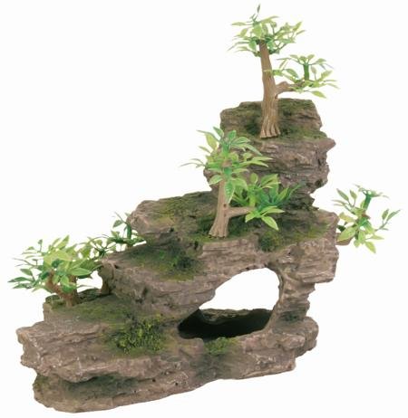 HIGH ROCKY ESCARPT WITH CAVITIES AND PLANTS 19 CM