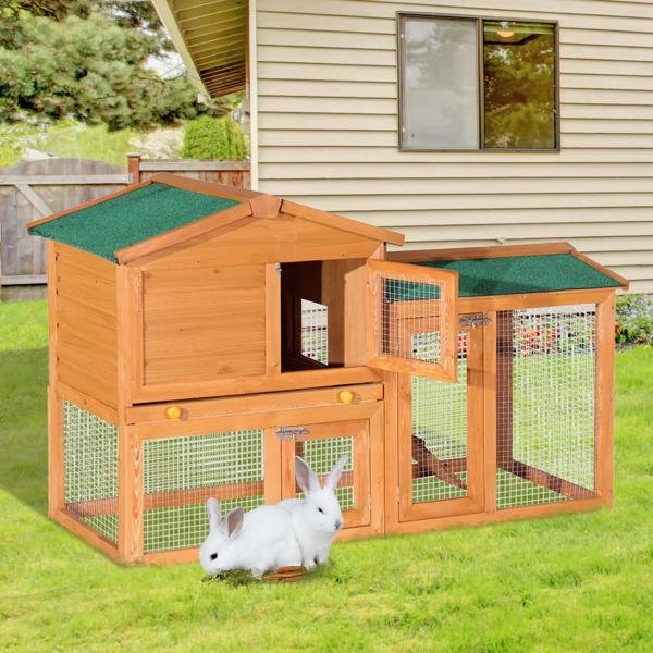 NATURAL WOODEN CAGE WITH ANNEX