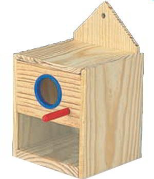 WOODEN NEST WITH VIEWFRONT FOR PARAKETS - INDOOR