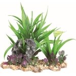 PLASTIC PLANT IN SAND BED 18 X 30 CM