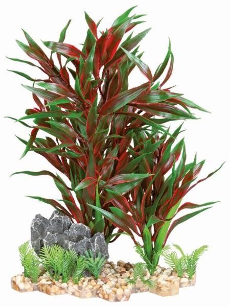 PLASTIC PLANT IN SAND BED 18 X 28 CM